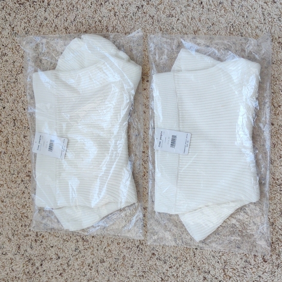 NEW Free People Cream Solid Gold Ribbed Knit Skirt - Picture 14 of 15